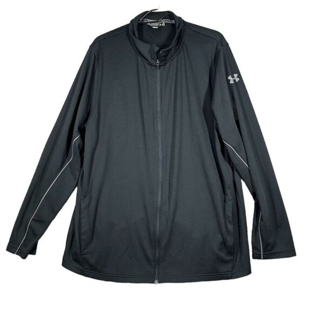 Under Armour Track Jacket Mens 2XL XXL Black Lightweight Full Zip